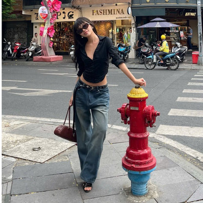 WHOSE Slate Wide Straight Jeans