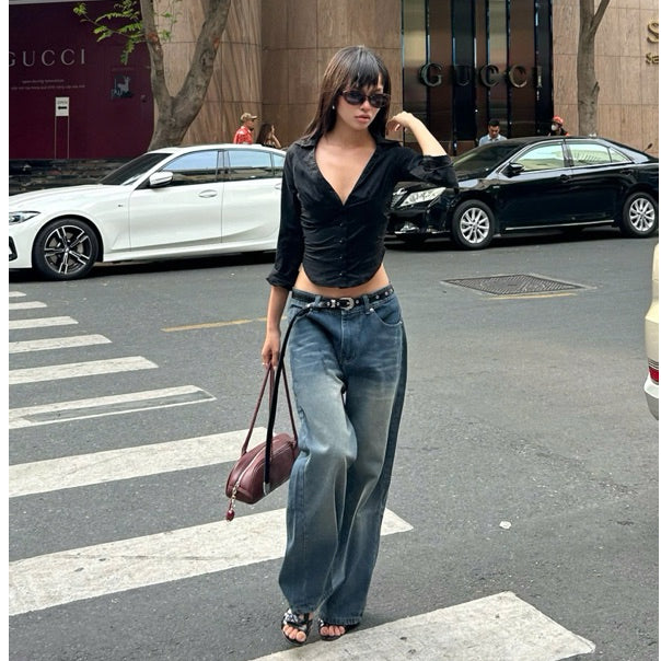 WHOSE Slate Wide Straight Jeans