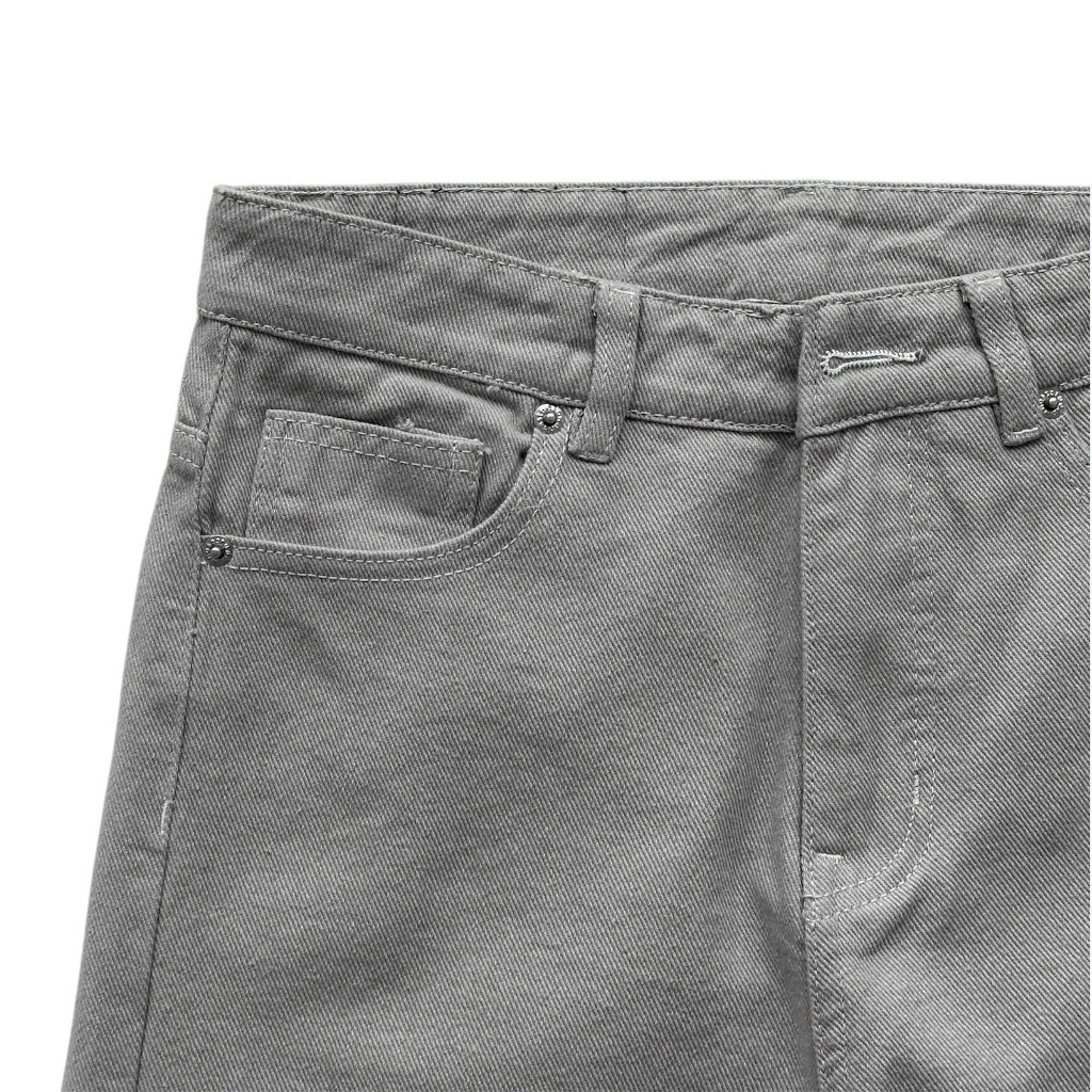 WHOSE Stone Gray Wide Straight Jeans