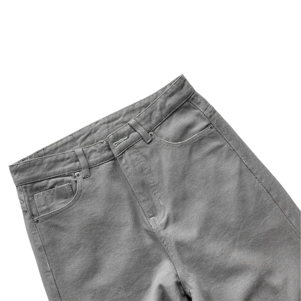 WHOSE Stone Gray Wide Straight Jeans