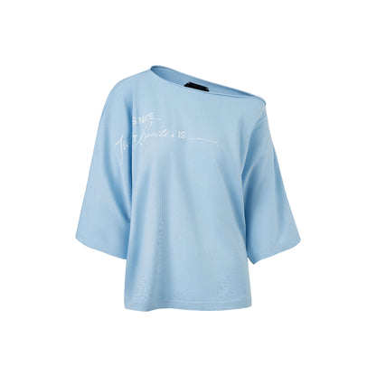 The Beuter Spiritual Advisor Blue Off Shoulder T-Shirt