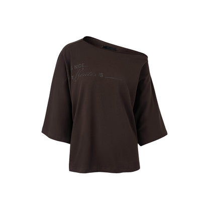 The Beuter Spiritual Advisor Brown Off Shoulder T-Shirt