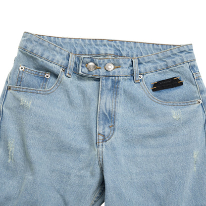 The Beuter Ss25 Flare Distressed Blue Jeans