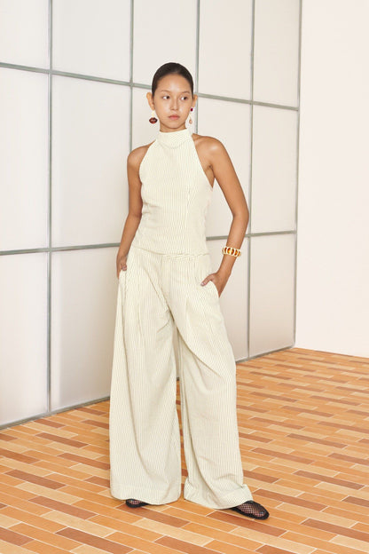 Libe Striped A-Line Trousers (Pre-order)