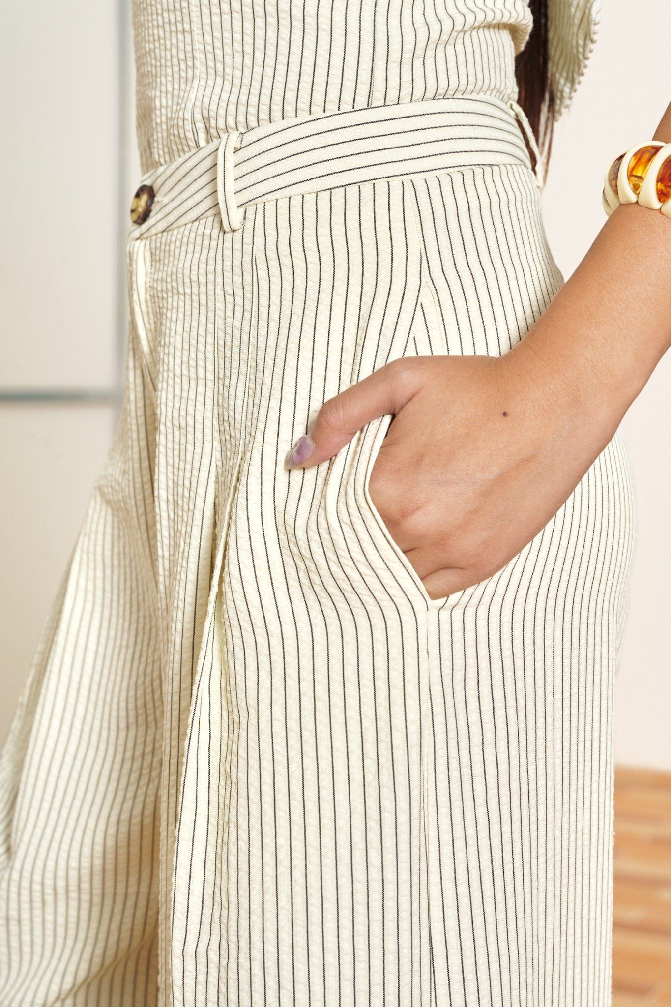 Libe Striped A-Line Trousers (Pre-order)