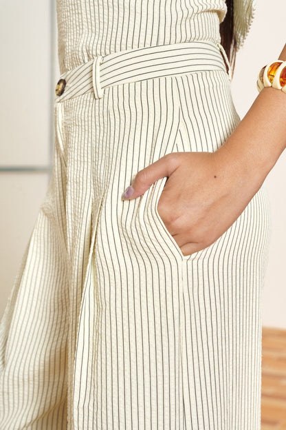 Libe Striped A-Line Trousers (Pre-order)