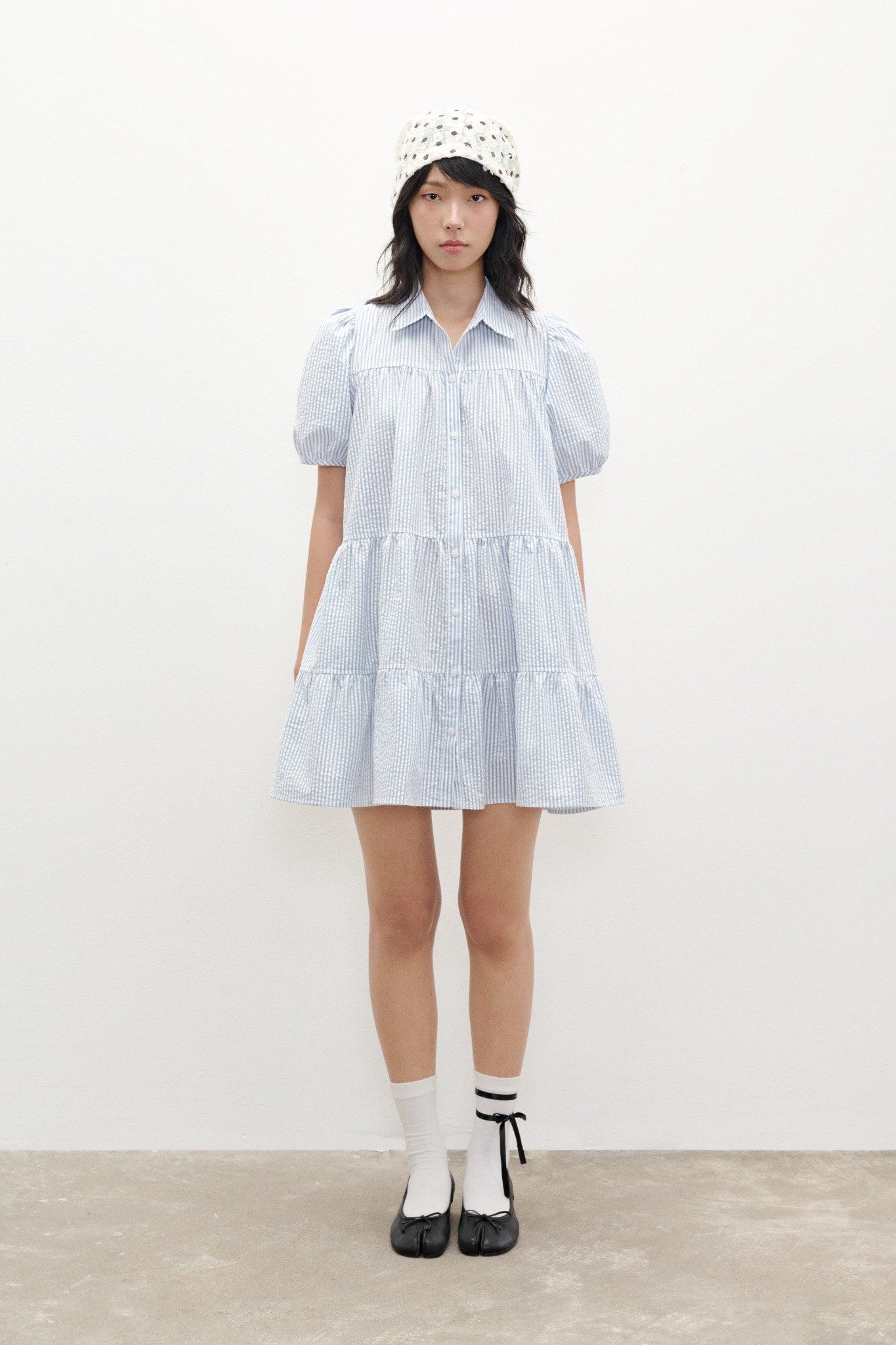 Libe Striped Babydoll Mini Dress (Pre-order)