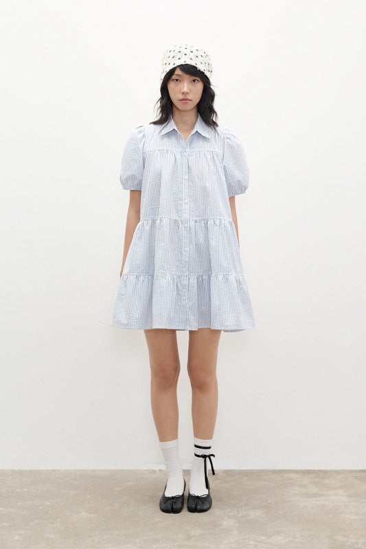Libe Striped Babydoll Mini Dress (Pre-order)