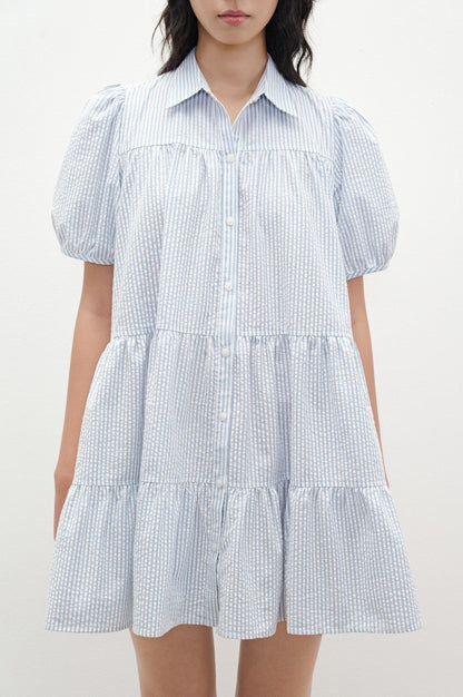 Libe Striped Babydoll Mini Dress (Pre-order)