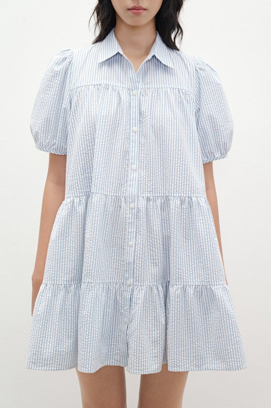 Libe Striped Babydoll Mini Dress (Pre-order)