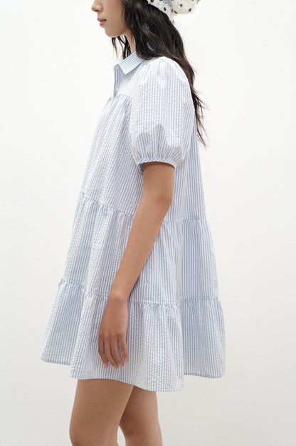 Libe Striped Babydoll Mini Dress (Pre-order)