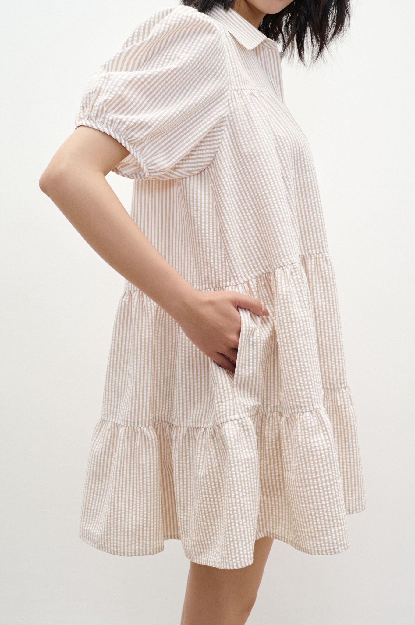 Libe Striped Babydoll Mini Dress (Pre-order)