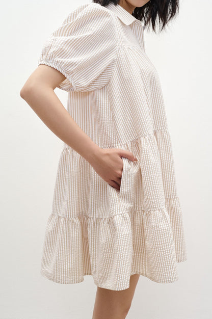 Libe Striped Babydoll Mini Dress (Pre-order)