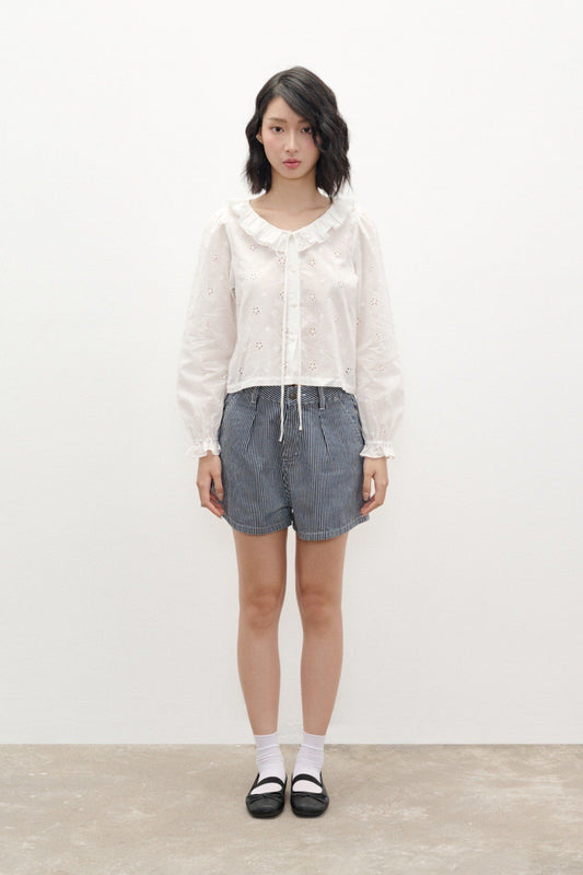 Libe Striped Bermuda Denim Shorts (Pre-order)