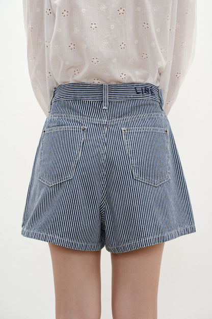 Libe Striped Bermuda Denim Shorts (Pre-order)