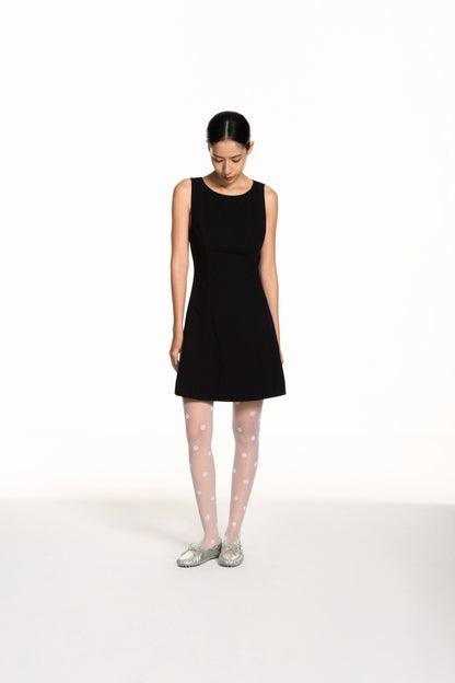 Libe Black Boat Neck Mini Dress (Pre-order)