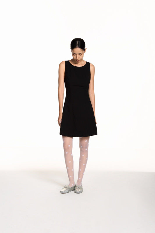 Libe Black Boat Neck Mini Dress (Pre-order)