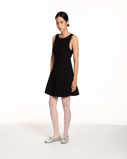 Libe Black Boat Neck Mini Dress (Pre-order)