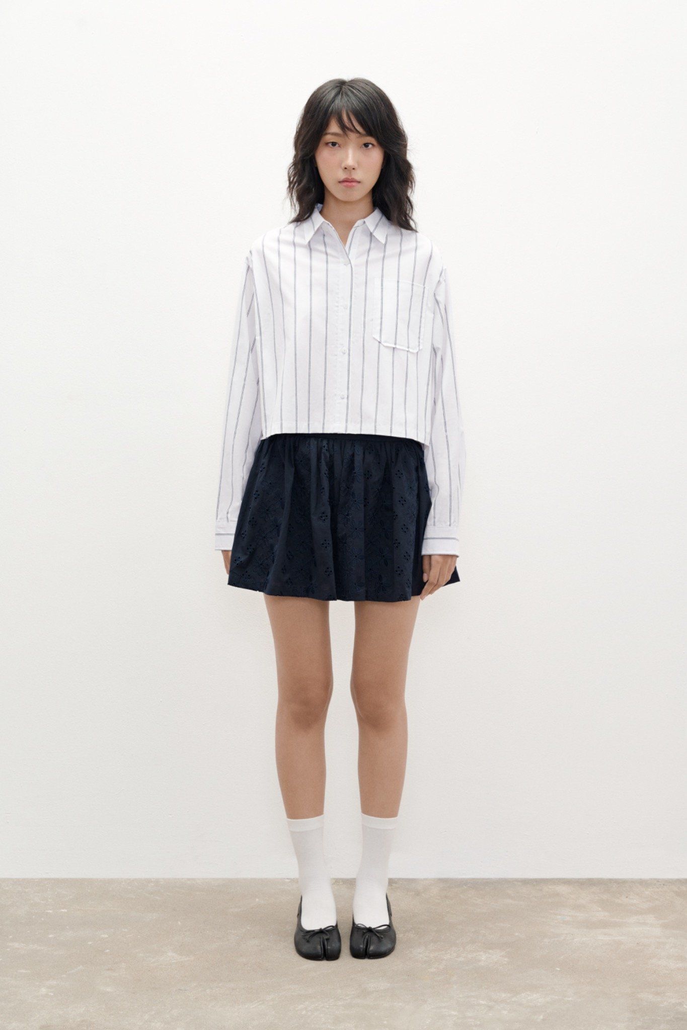Libe Striped Crop Shirt (Pre-order)
