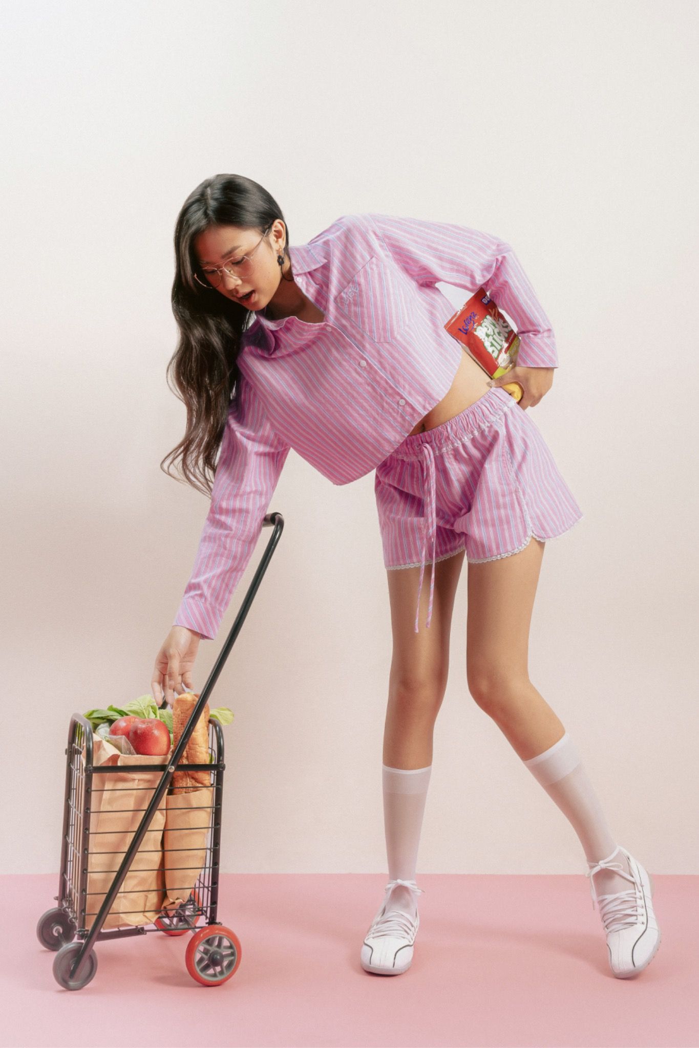 Libe Striped Elastic Shorts (Pre-order)