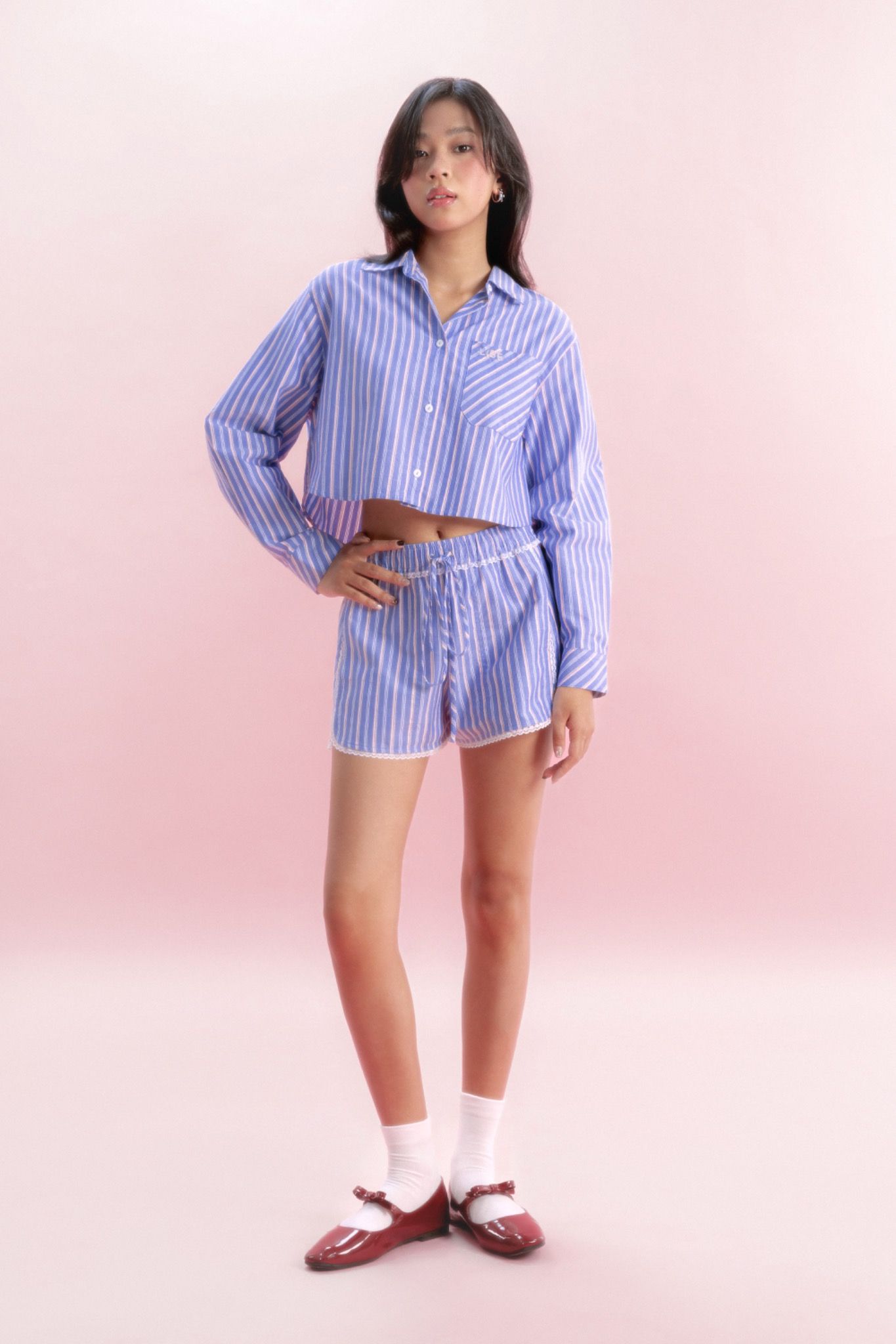 Libe Striped Elastic Shorts (Pre-order)