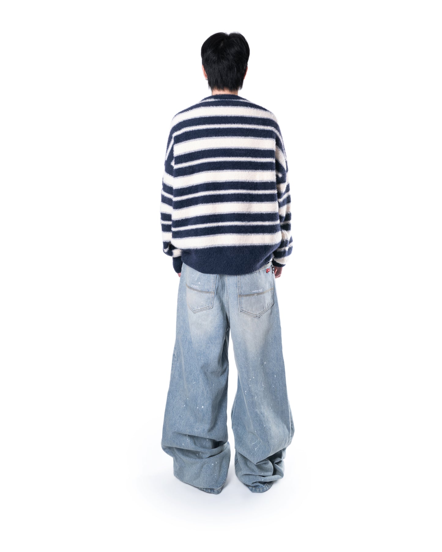 Levents Striped Fur Knit Boxy Sweater