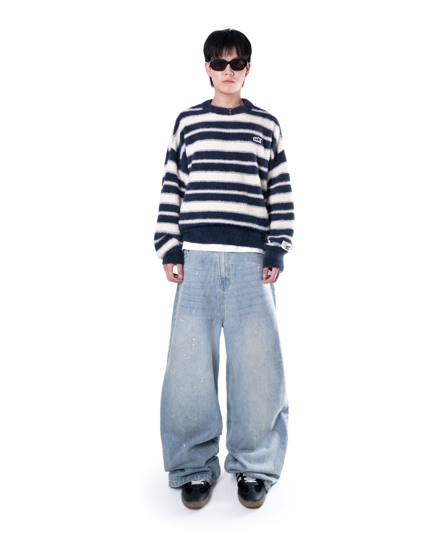 Levents Striped Fur Knit Boxy Sweater
