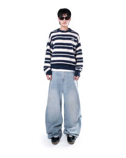 Levents Striped Fur Knit Boxy Sweater