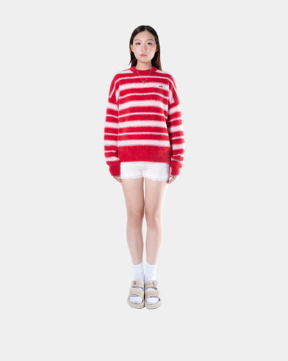Levents Striped Fur Knit Boxy Sweater