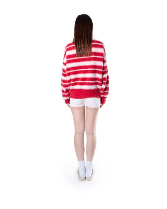 Levents Striped Fur Knit Boxy Sweater