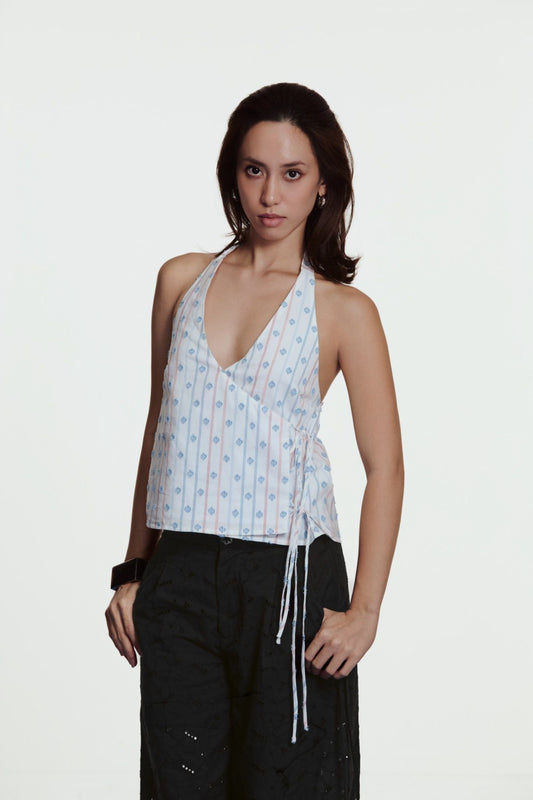 Libe Striped Halter Neck Top (Pre-order)