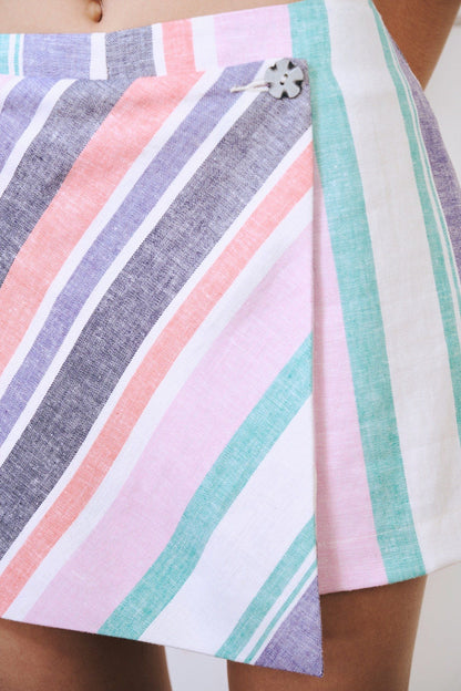 Libe Striped Overlap Skorts (Pre-order)