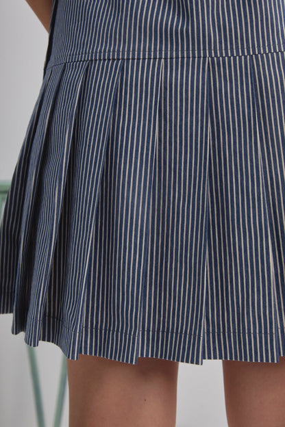 Libe Striped Pleated Mini Dress (Pre-order)