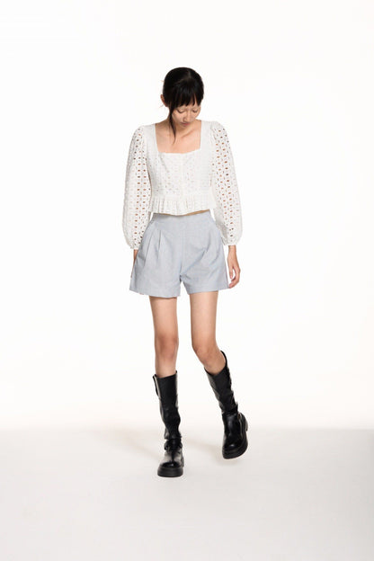 Libe Striped Pleated Shorts (Pre-order)