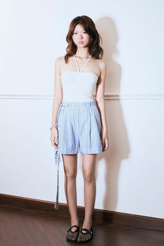 Libe Striped Shorts With Belt (Pre-order)