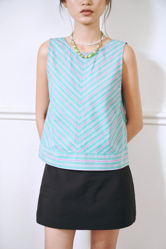 Libe Striped Sleeveless Top (Pre-order)