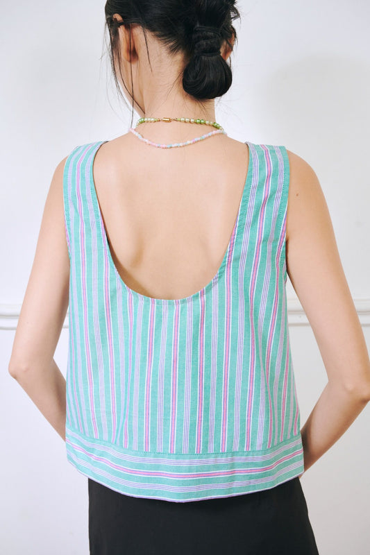 Libe Striped Sleeveless Top (Pre-order)