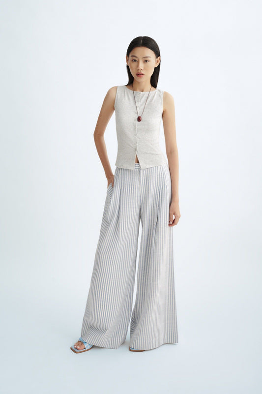 Libe Striped Wide Leg Trousers (Pre-order)