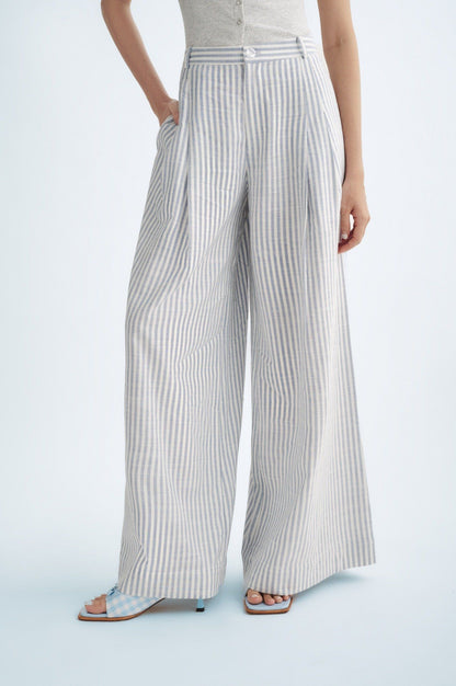 Libe Striped Wide Leg Trousers (Pre-order)