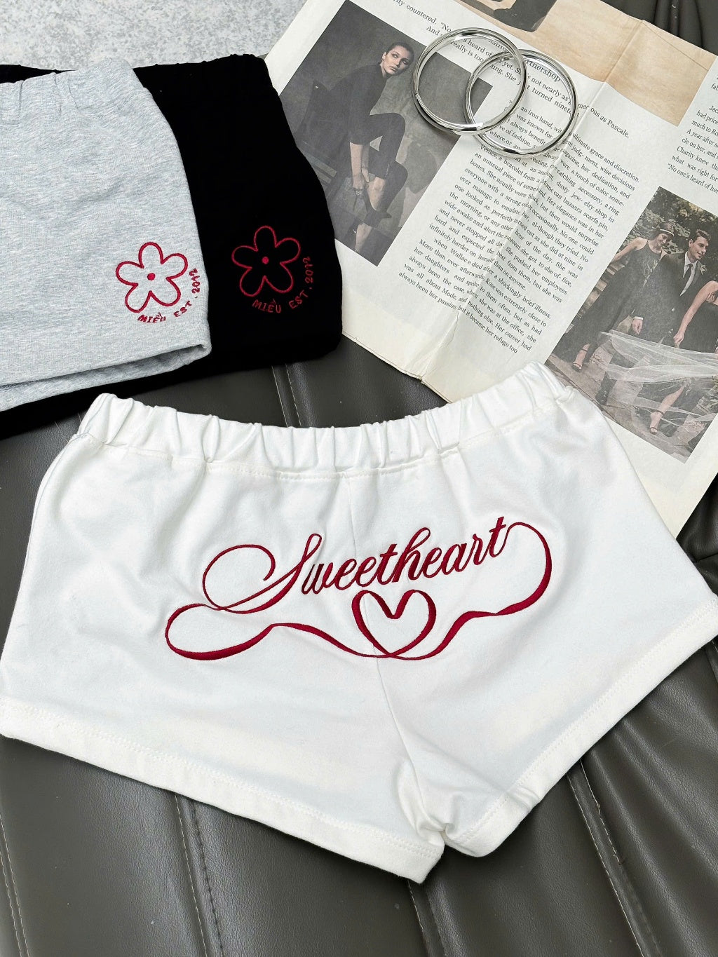 Mieufashionista Embroidered White Shorts Sweetheart