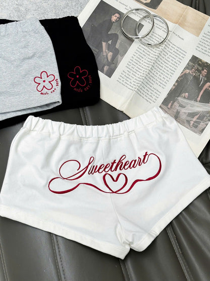 Mieufashionista Embroidered White Shorts Sweetheart