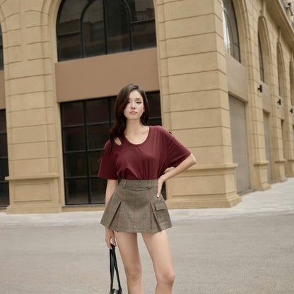 Colin Pleated Plaid Skort With Cargo Pockets (Pre-order)