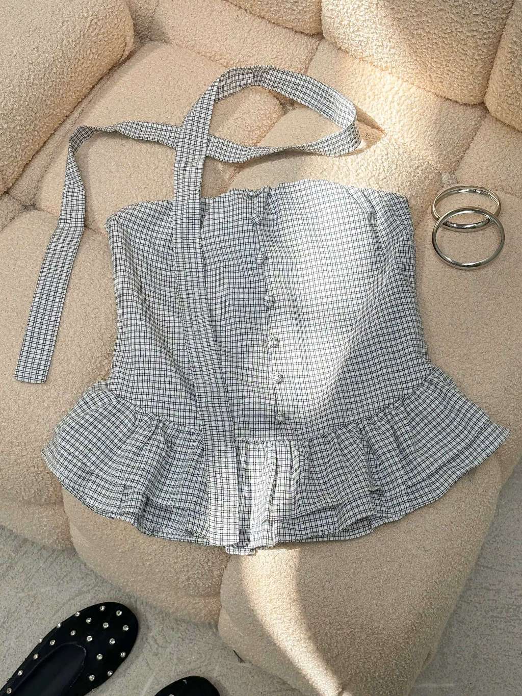 Mieufashionista Check Halter Top Vella