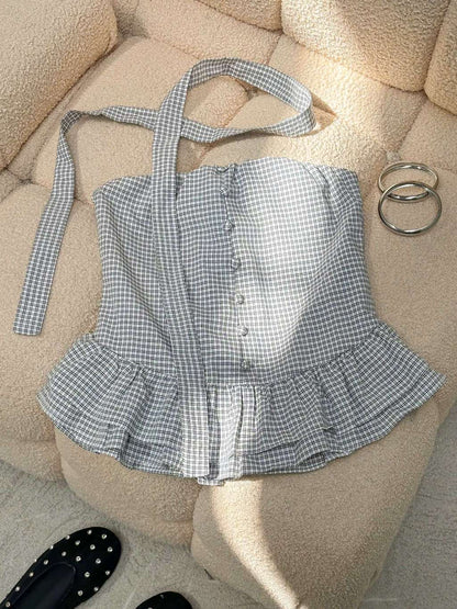 Mieufashionista Check Halter Top Vella