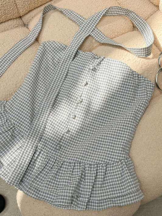 Mieufashionista Check Halter Top Vella