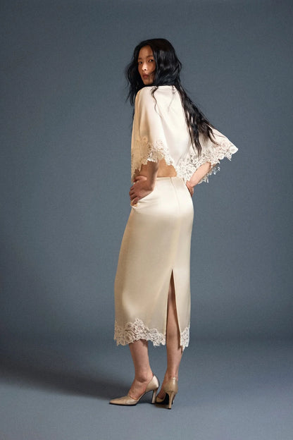 Huong Boutique Velour Silk Skirt