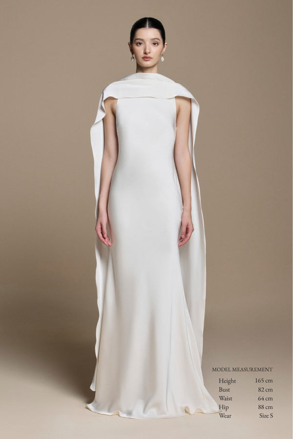 Huong Boutique Venus Silk Dress Cream White / L
