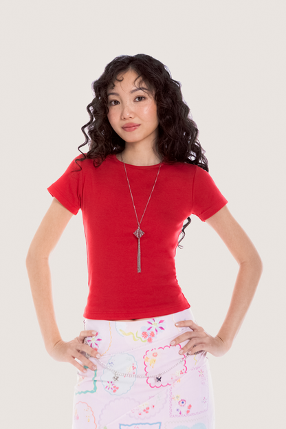 Libe Vintage Floral Printed Mini Skirt With Belt Charms (Pre-order)