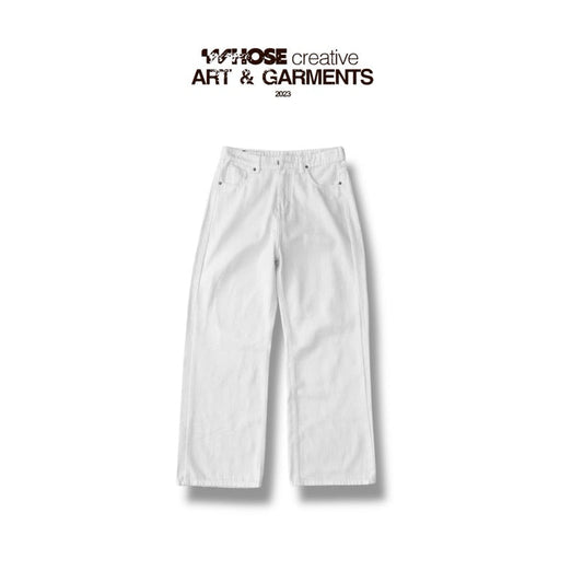 WHOSE White Wide Straight Jeans (Pre-order)