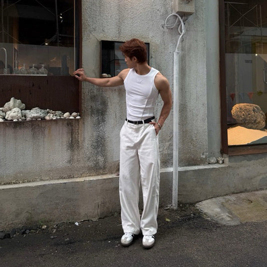 WHOSE White Wide Straight Jeans